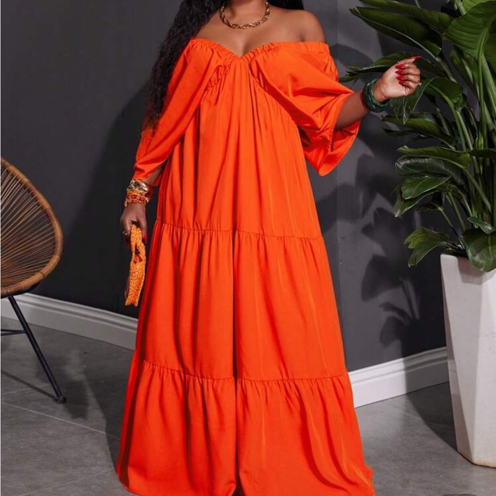 SHEIN Vibrant Orange Maxi Dress - Picture 6 of 16
